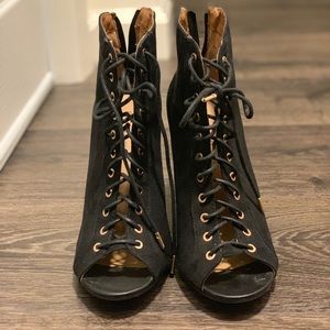 Laced up bootie heels